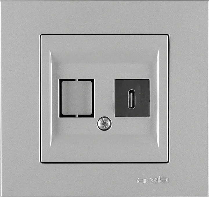 Розетка USB Type C, Срібло KAREN