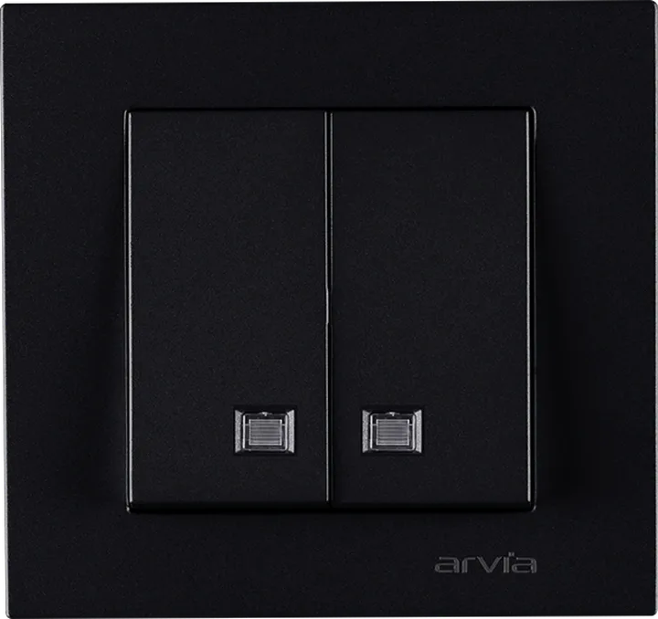 Вимикач 2-клав. з підсвіткою, Чорний KAREN
