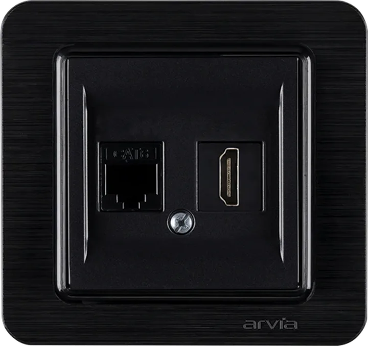 Розетка комп. Cat6 + Розетка HDMI, Чорний LAVIN