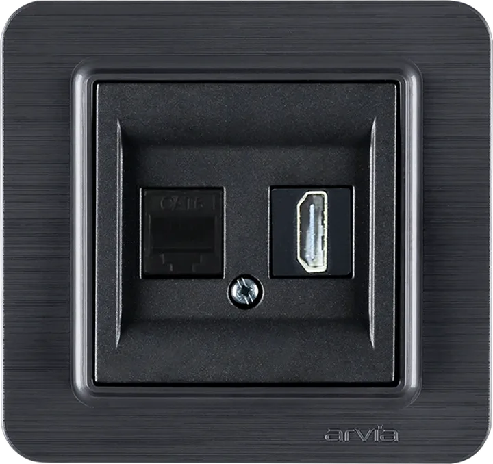 Розетка комп. Cat6 + Розетка HDMI, Графіт LAVIN