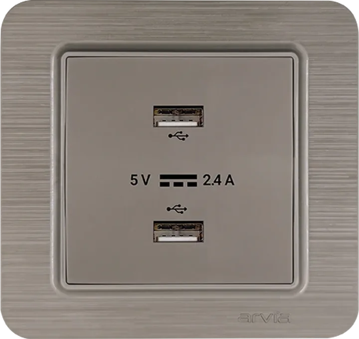 Розетка USB-A + USB-A 5V-2.4A, Мідь LAVIN