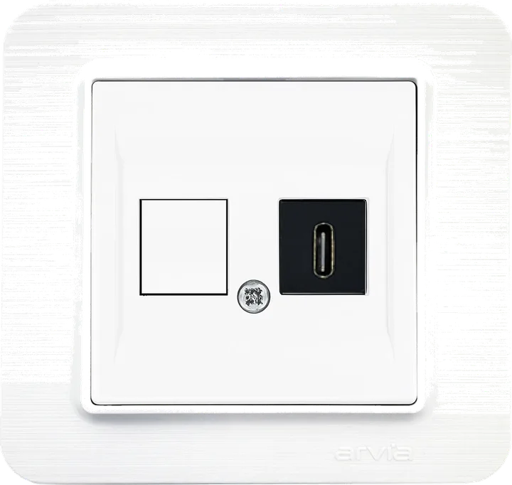 Розетка USB Type C, Матовий білий LAVIN